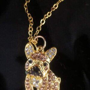 PUG FACE GOLD TONE NECKLACE